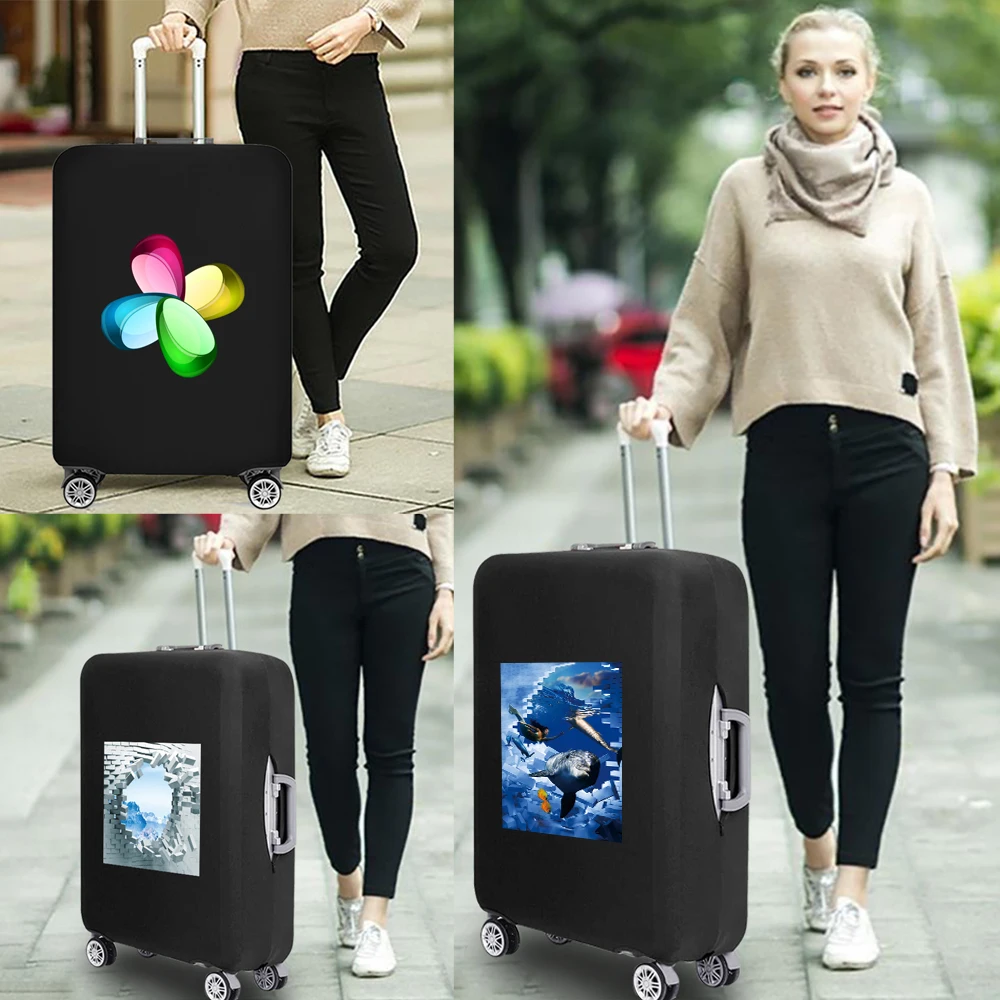 3D Pattern Thicker Travel Luggage Protective Cover Suitcase Travel Accessories Elastic Luggage Cover Apply To 18-32inch Trolley