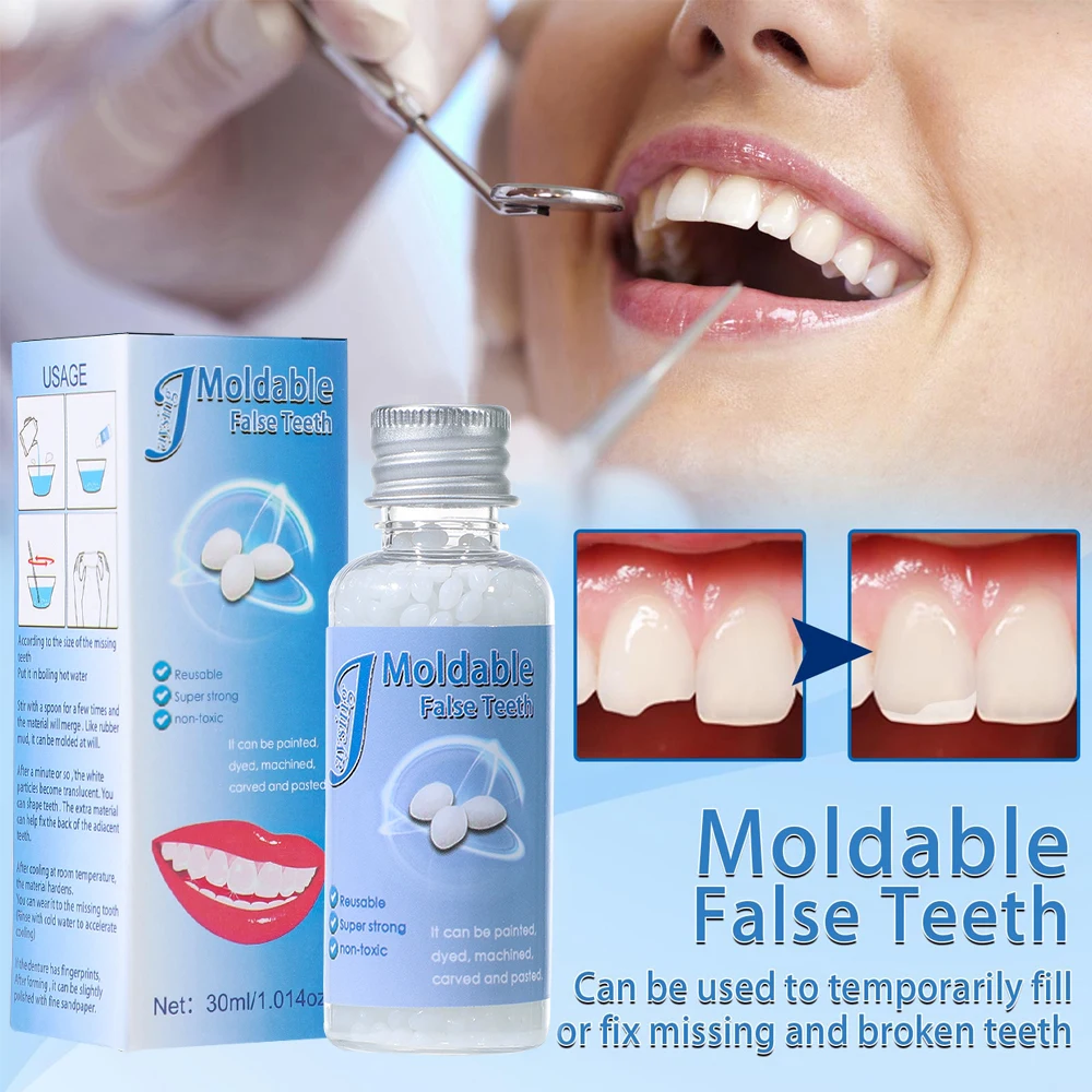 

30ml Shapeable Teeth Glue Film Makeup Dentures Modification Temporary Filling Teeth Repair Broken Teeth Tooth Gaps Accessories
