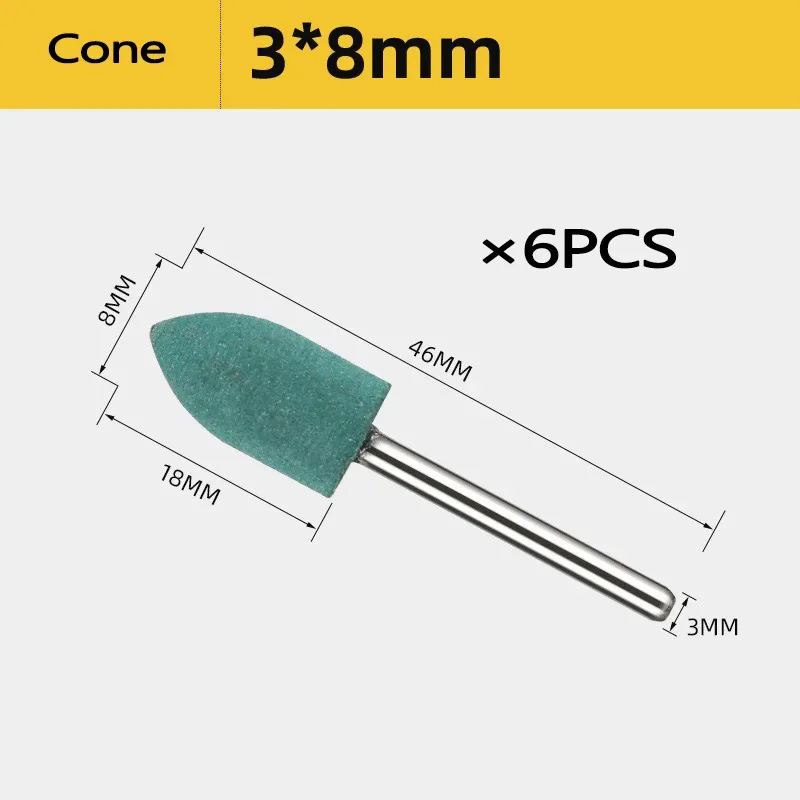 

6 шт. 3 мм хвостовик Полировочная резиновая абразивная Шлифовальная головка для литья металла полировочные инструменты Dremel