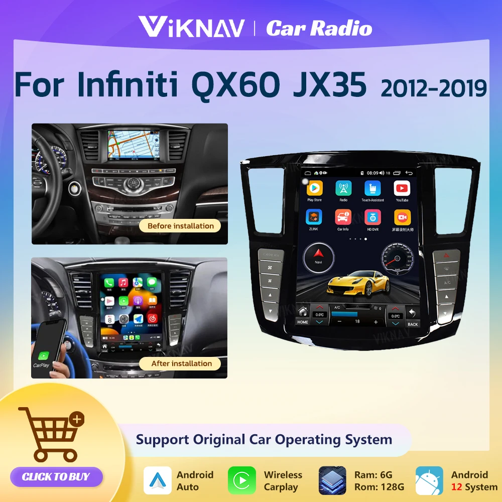 12 1-дюймовый автомобильный радиоприемник Carplay Android для Infiniti QX60 JX35 2012-2019 авто стерео
