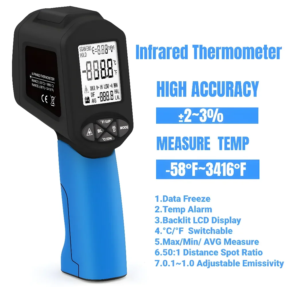 Инфракрасный инфракрасный термометр 50:1 с регулируемым излучением от -122 до 300 HoldPeak HP-1880 промышленный лазерный термометр для вентиляции и духовок сергей григорьевич кащенко помещичьи имения петербургского уезда 1860 1880 е годы