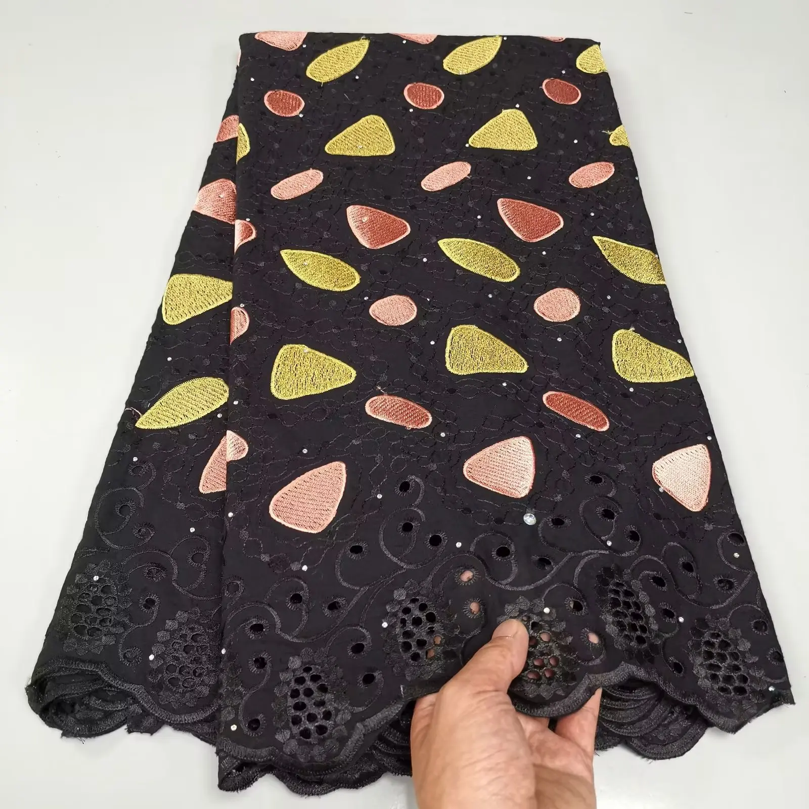 

Black African Swiss Cotton Fabric Latest Design HOT Selling Nigerian Dry Swiss Voile Lace Switzerland