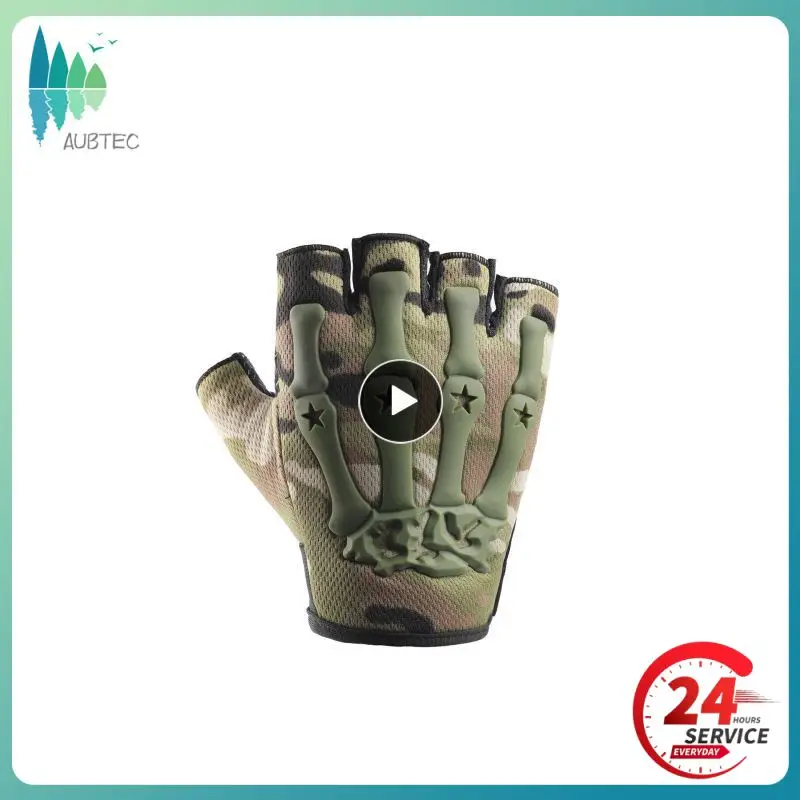 

New Men Camouflage Tactical Gloves Outdoor Sport Cycling Half Finger Anti-Slip Shock-Absorbing Fitness Fingerless Mittens Warmer