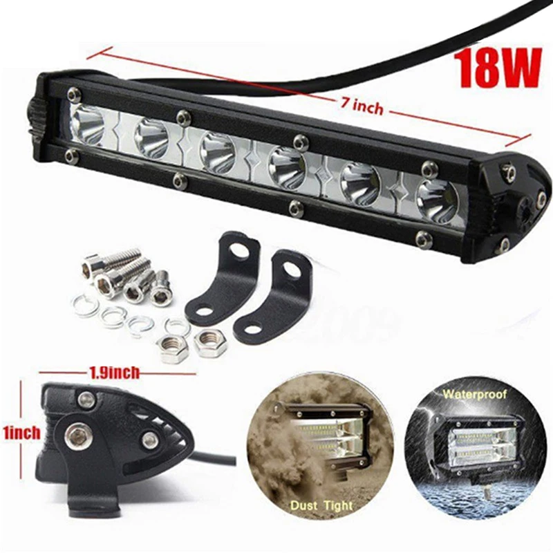 

7'' 18W Spot LED Work Light Bar Lamp Driving Fog Offroad SUV 4WD Car Boat Truck