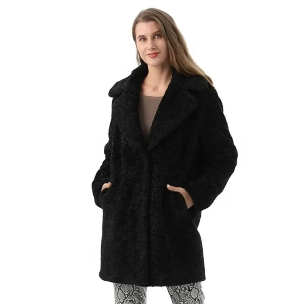 Luxury Winter Women's Coat Warm Long Simple Real Fur Coat Women Fashion Designer Teddy Soft Pure Color Lapel Jackets Parkas