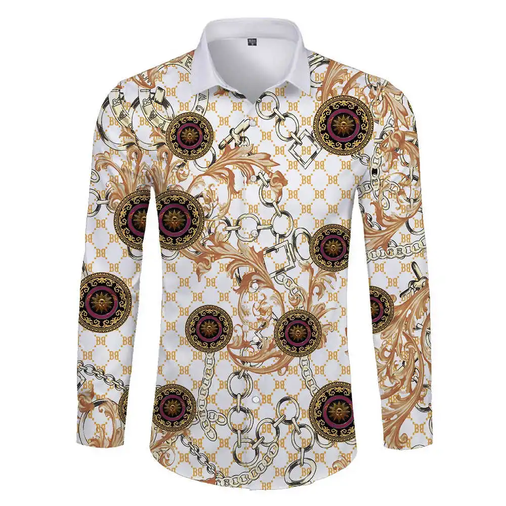 

Мужская приталенная рубашка с длинным рукавом, Повседневная рубашка с отложным воротником и 3D-принтом, весна-осень 2022