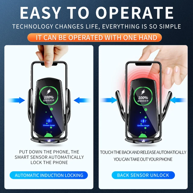 100W Car Wireless Charger Magnetic Car Mount Phone Holder For iPhone 14 13 12 Samsung Xiaomi Infrared Induction Fast Charging 5