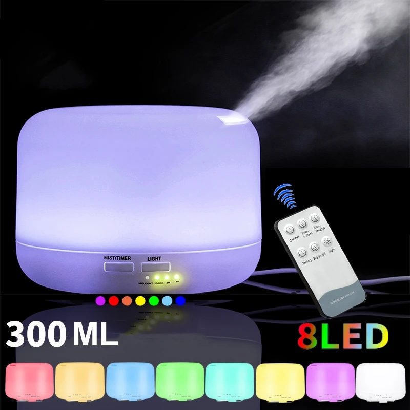 

300ml Air Humidifier Electric Aroma Diffuser Aromatherapy Humidifiers Diffuser Ultrasonic Cool Mist Maker Fogger LED Color Light