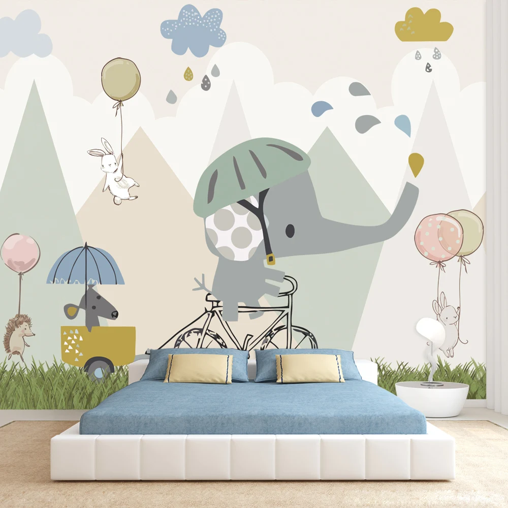 

Custom Peel and Stick Accepted Cartoon Contact Walls Papers Home Decor Jungle Animals Kids Bedroon Wallpapers for Living Room