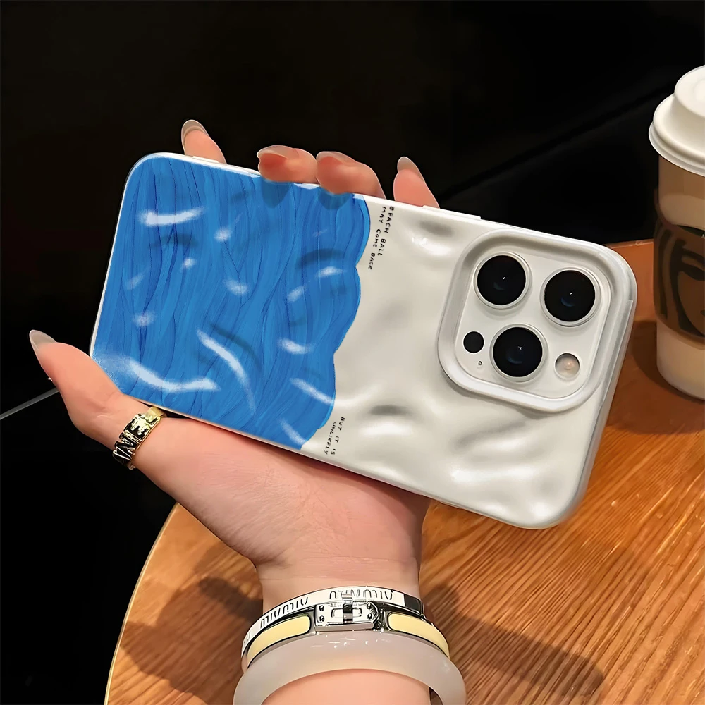 Фото Стильный и модный чехол для телефона Blue Ocean Wave Sea Bright Y2K класса люкс для iPhone 16, 13, 12, 11, 15, 17 Pro, 14, New Plus Max Air №5