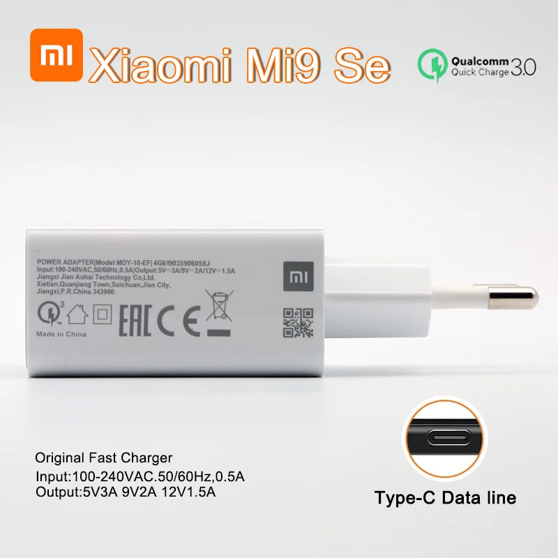 

Xiaomi Quick Charger 3.0 18W Type C Fast Charge Adapter For Xiaomi Mi 9 SE 8 SE 6 5 9T A1 A2 Mix F1 Redmi Note 7 8 K20 Pro