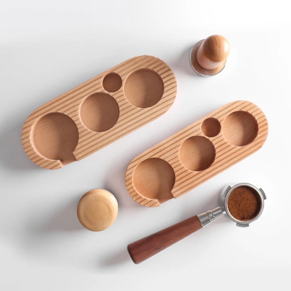 

Wooden Portafilter Tamper Holder Coffee Cafe Station Espresso Power Press Hammer Distribution Tool Mat Kitchen Accessories