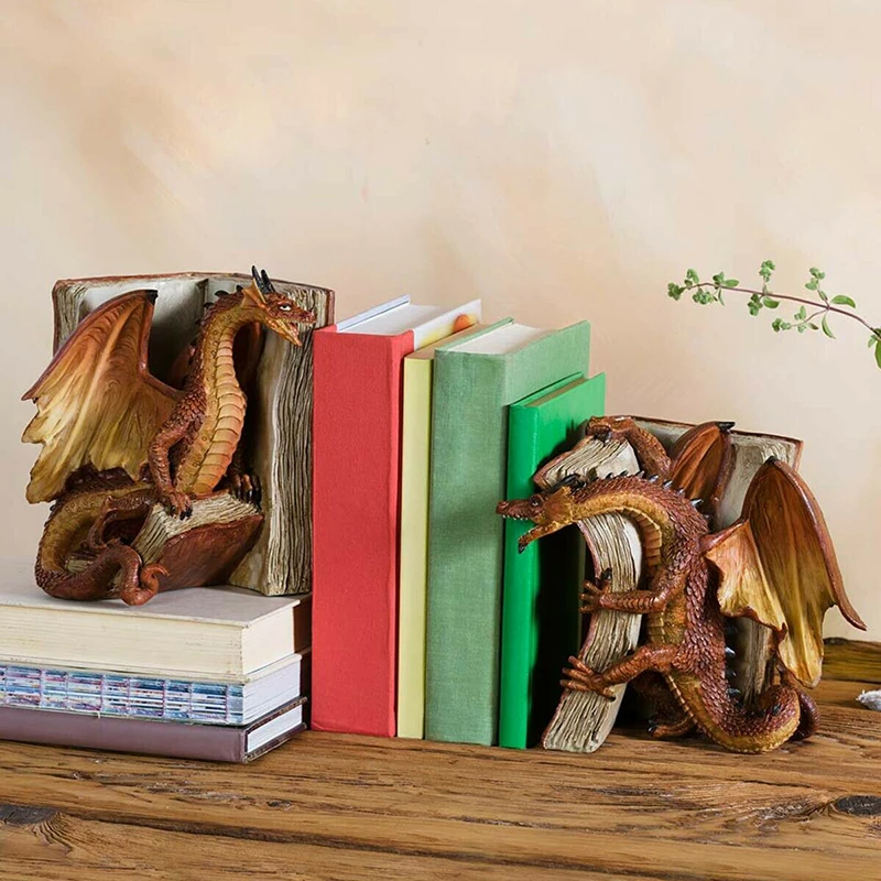 

New Sell Fighting Dragon Bookends Resin Decorative Bookend Statues Desktop Ornament Home Decoration Crafts Figurines