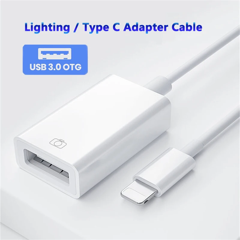 

Adapter for Lighting Type C to USB 3.0 OTG Converter for iPhone 15 14 13 Pro Max Date Transfer Cable for U disk Camera Gamepad