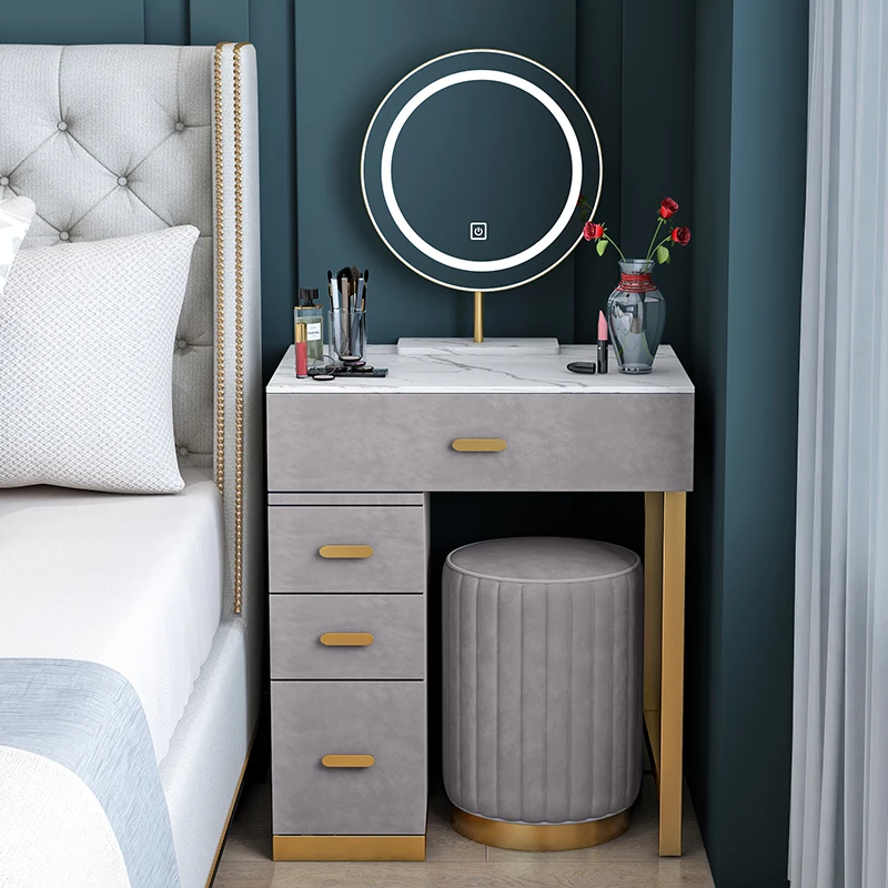 

Nordic Marble Dressing Bedroom Simple Small Apartment Light Luxury Storage Cabinet Integrated Makeup Table Furniture Modern