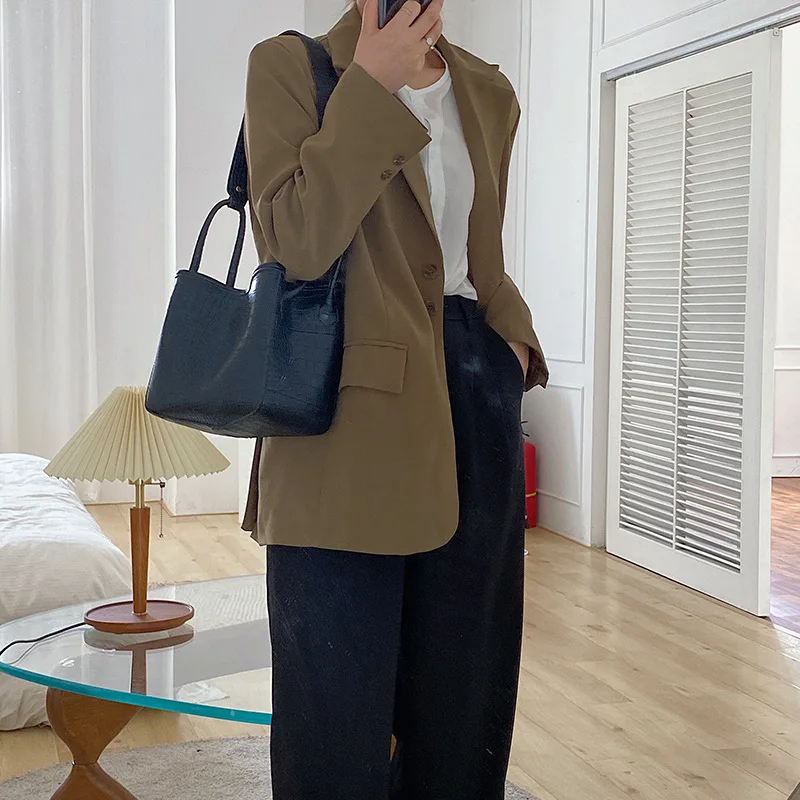 

2022 Fashion Shoulder Bag for Women Bucket Bags Ladies Work Daily Handbag Pu Leather Crocodile Casual Tote Bag Sac Femme