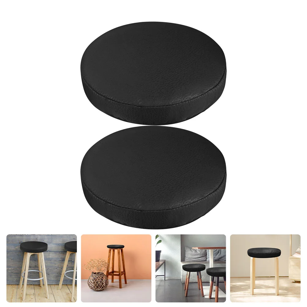 

Stool Covers Bar Cover Round Chair Slipcover Cushionscushion Slipcovers Elastic Pads Pu Stretch Washable Kitchen Protector Desk