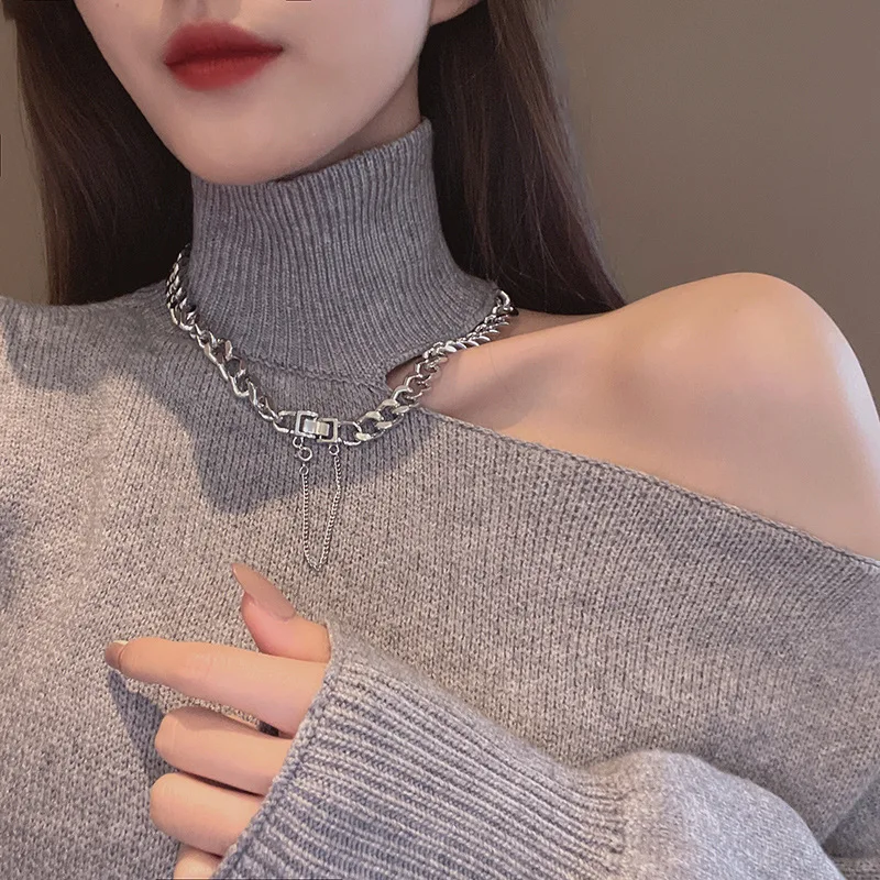 European and American Style Lovely Ran Hip-hop Women's Neck Chain Coquette Accessories Choker Cuban Necklace Cute Korean Fashion