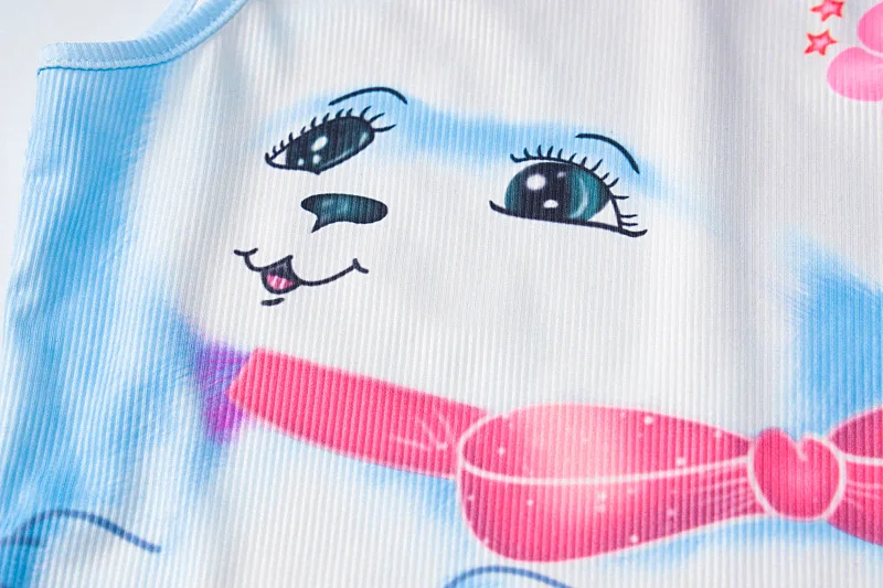 Женские милые майки без рукавов с мультяшным принтом и графическим летняя одежда