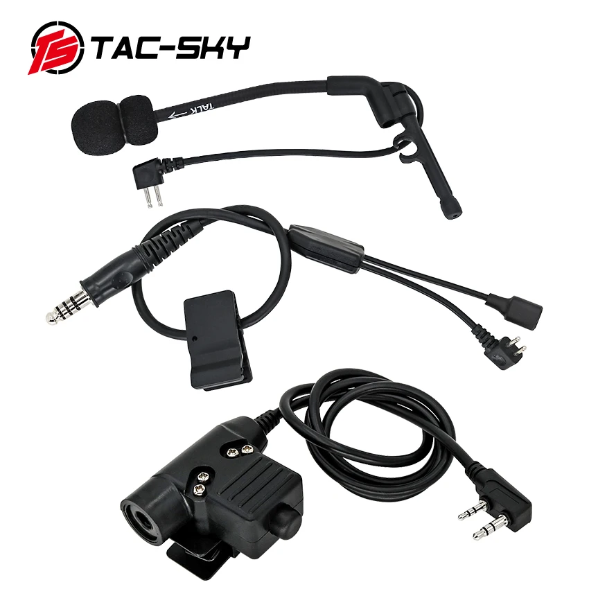 TS TAC-SKY Y Cable with Comtac U94 Ptt and Microphone for Tactical IPSC Version Comtac ii iii Headphone Noise Cancelling Headset