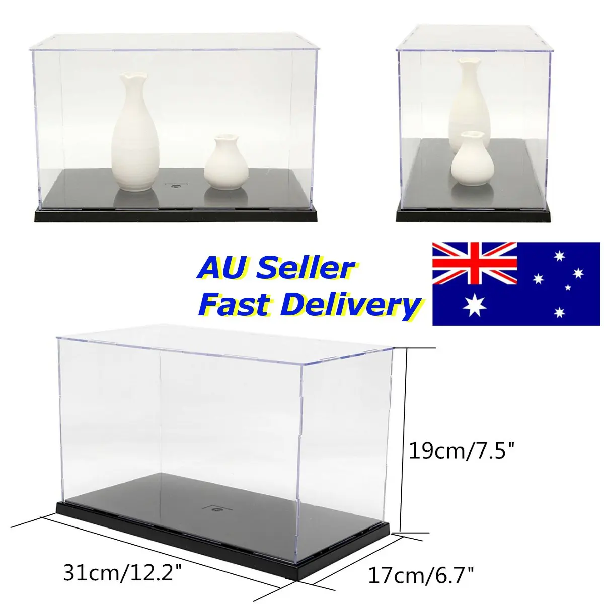 

Clear Acrylic Toys Showcase Box Dustproof Black Model Toy Display Case Action Figures Collectibles Countertop Box Show Box