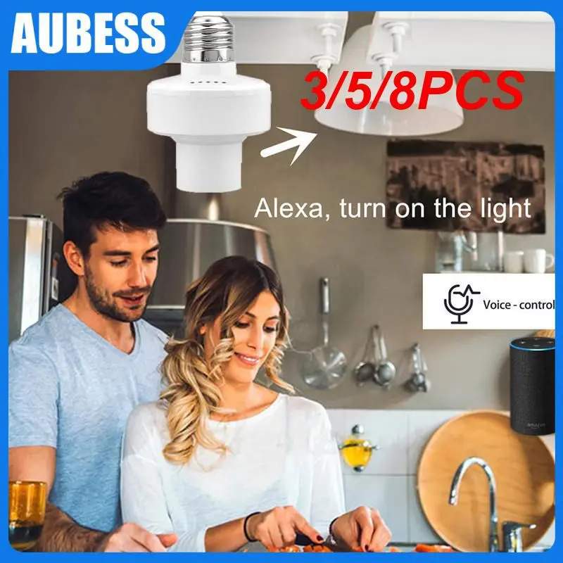 

3/5/8PCS Smart Home Bulb Base Remote Contro Smart Light Bulb Adapter Tuya Wifi E27 Lamp Holder Work With Alexa Google Home Alice