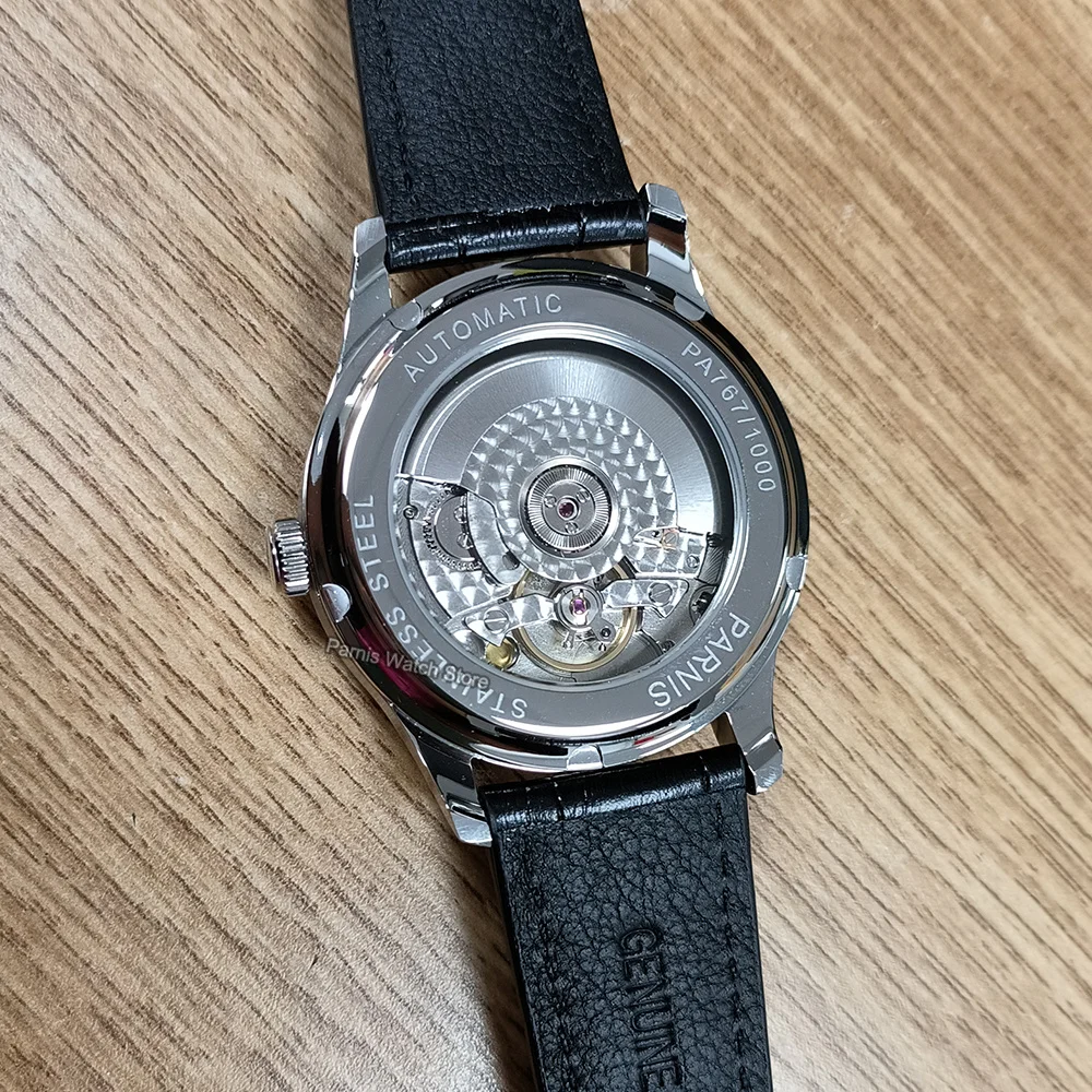 Механические наручные часы Parnis 43 мм с белым циферблатом