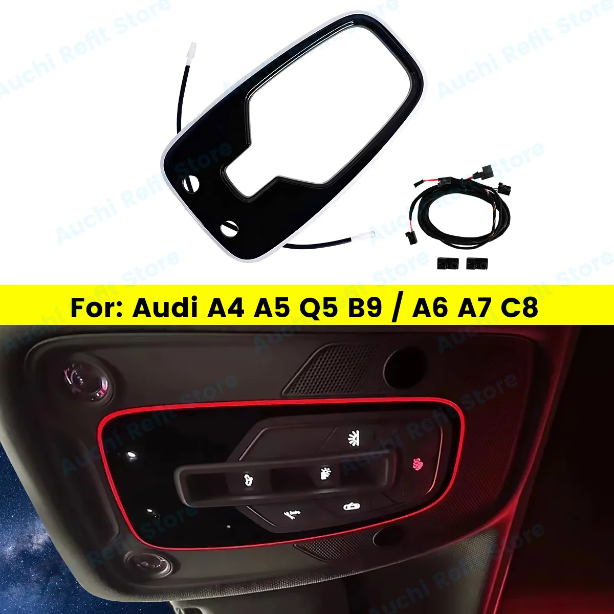 

32-цветная светодиодная лампа для чтения для Audi A4 A5 Q5 B9 A6 A7 C8, декоративная лампа RGB на крыше автомобиля, обновление, ремонт окружающего освещения