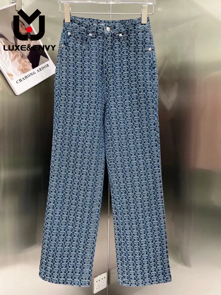

Джинсовые брюки LUXE & ENVY женские, модные брендовые штаны из денима, широкие брюки с вышивкой в ретро стиле, Осень-зима 2022