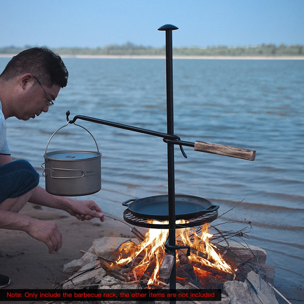 

Heavy Duty Rotate Campfire Cooking Grill Grate Over Fire-Pit Barbecue Stand Pot Rack Campfire Grill Stand For Camping Picnic