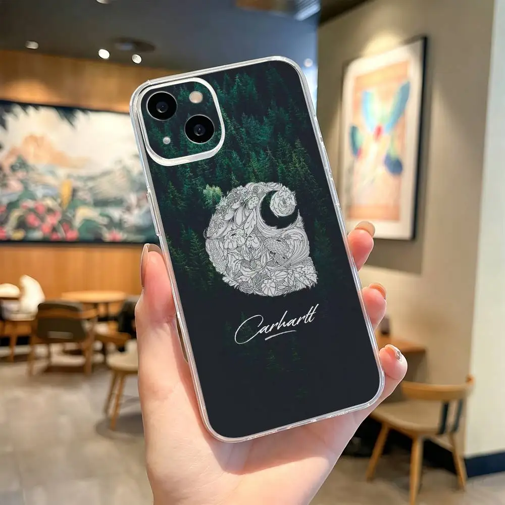 Фото Стильный прозрачный противоударный чехол C-Carhartts-es для iPhone 17, 16, 15, 14, 13, 12, 11 Plus, Pro Max №2