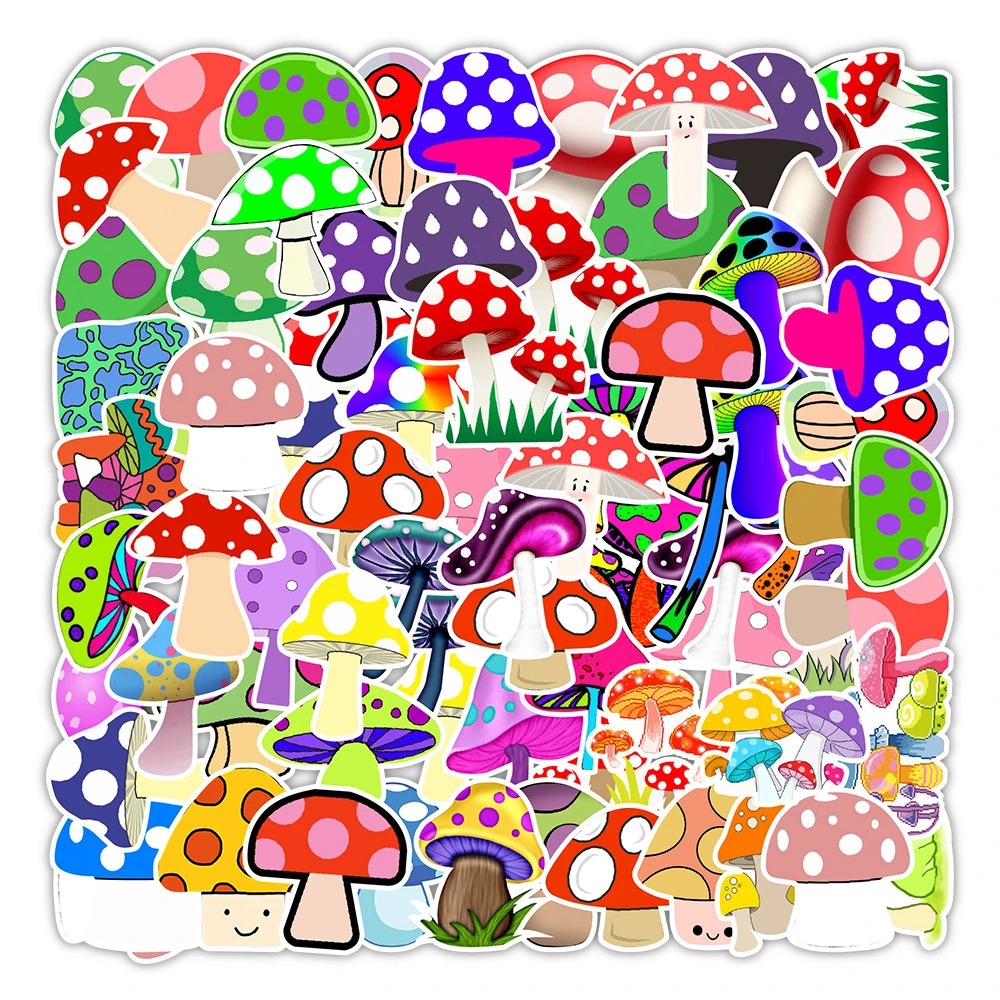 

10/30/50PCS Cute Cartoon Mushroom Plant Personality Graffiti Stickers Luggage Skateboard Refrigerator Computer Wholesale