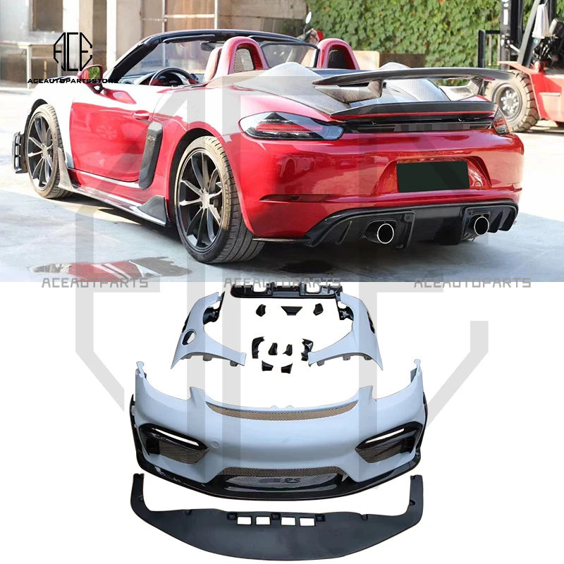 

For Porsche 718 982 2016 year Up body kit upgrade to GT4 RS Style of auto front bumper rear wing rear diffuser