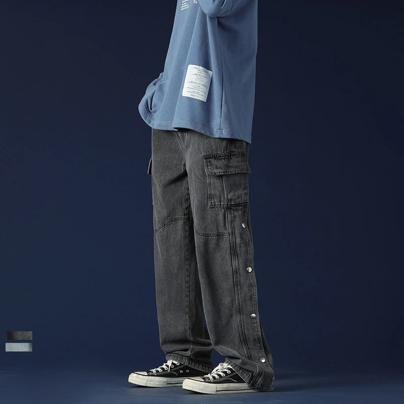 Baggy Jeans Trousers Male Denim Pants Black Wide Leg Pants Men's Jeans Loose Casual Korean Streetwear Hip Hop Harajuku