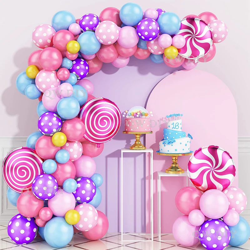 

117pcs Rainbow Pink Candy Balloon Garland Arch Kit Baptism Baby Shower Happy Birthday Decoration Girl Party Supplies Globos