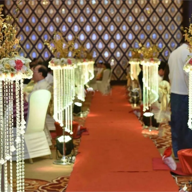 

Wedding Crystal Road Lead Wedding Pillars Crystal Centerpiece For Banquet Decoration 10pcs/lot