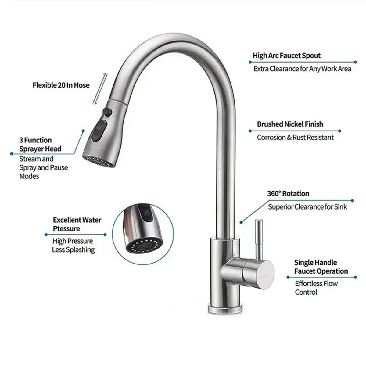 Кухонный смеситель из матового никеля