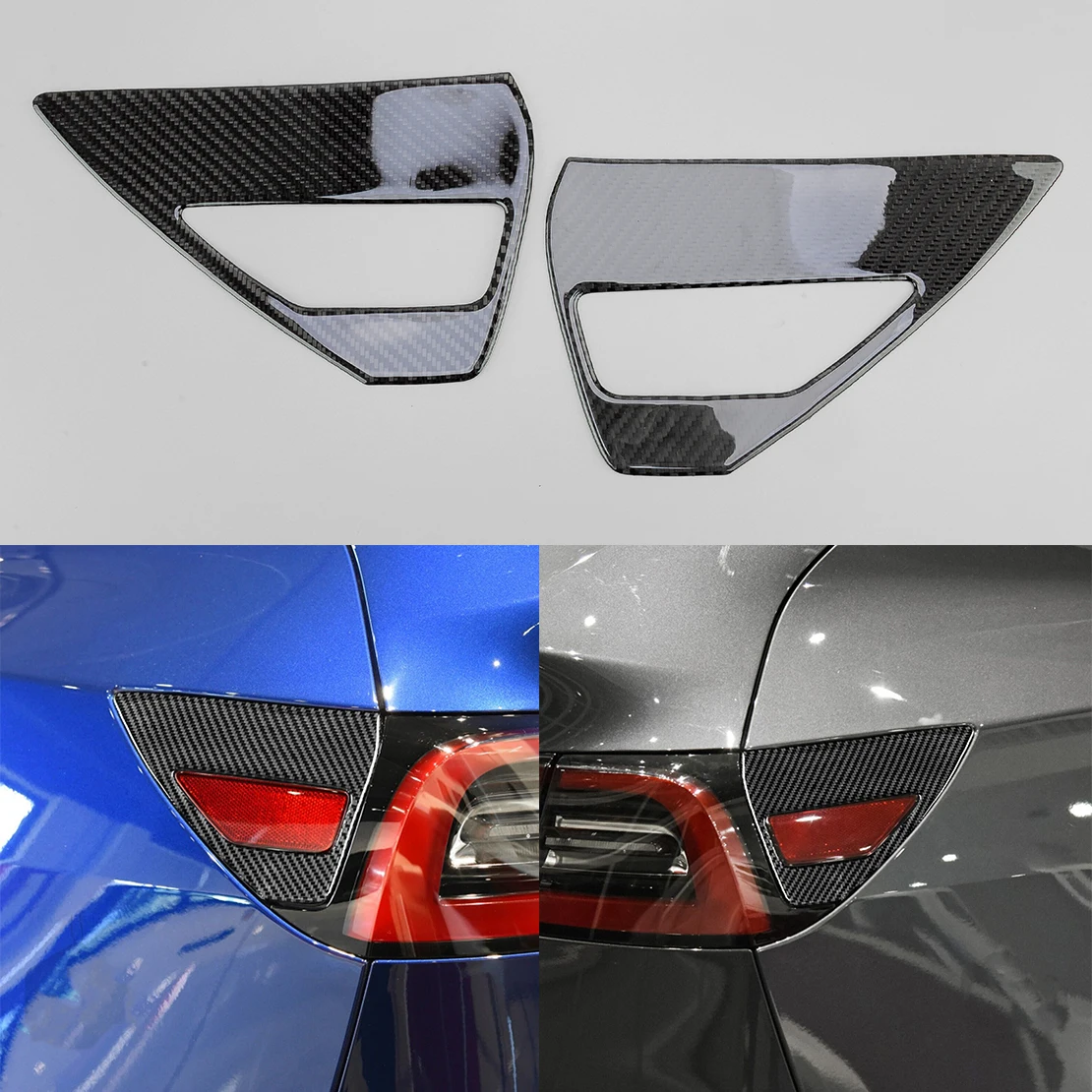 

1 Pair Side Tail Lamp Charging Port Panel Cover Fit for Tesla Model 3 Y 2020 2021 2022 Black Carbon Fiber