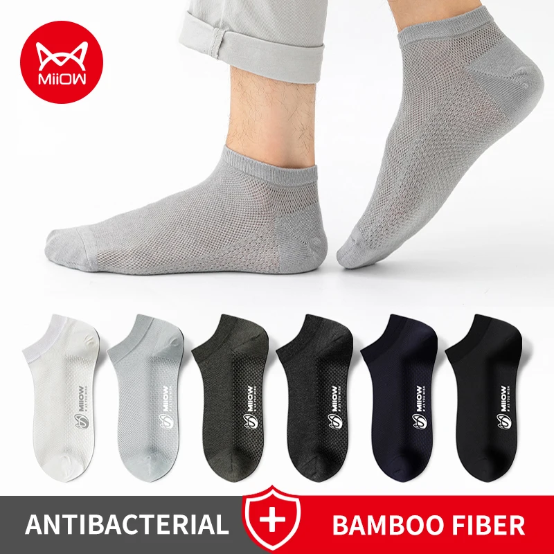

MiiOW 5 Pairs Harajuku Cotton Man Socks mesh Breathable Antibacterial Men's Boat Socks Brand Soft Anti Slip Sock MQL2B28478