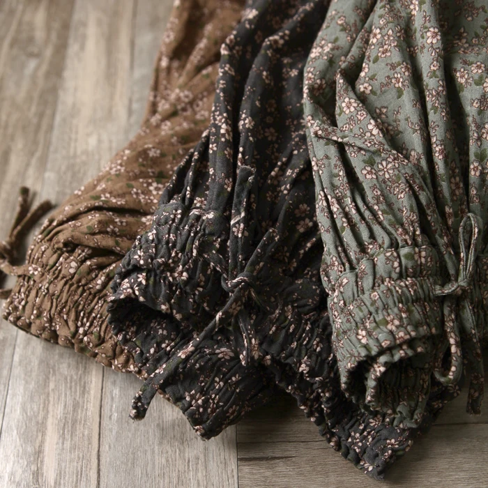 

2023 New Spring and Autumn Women's Fashion Forest Vintage Fragmented Cotton Soft Elastic Waist Long Swing Skirt