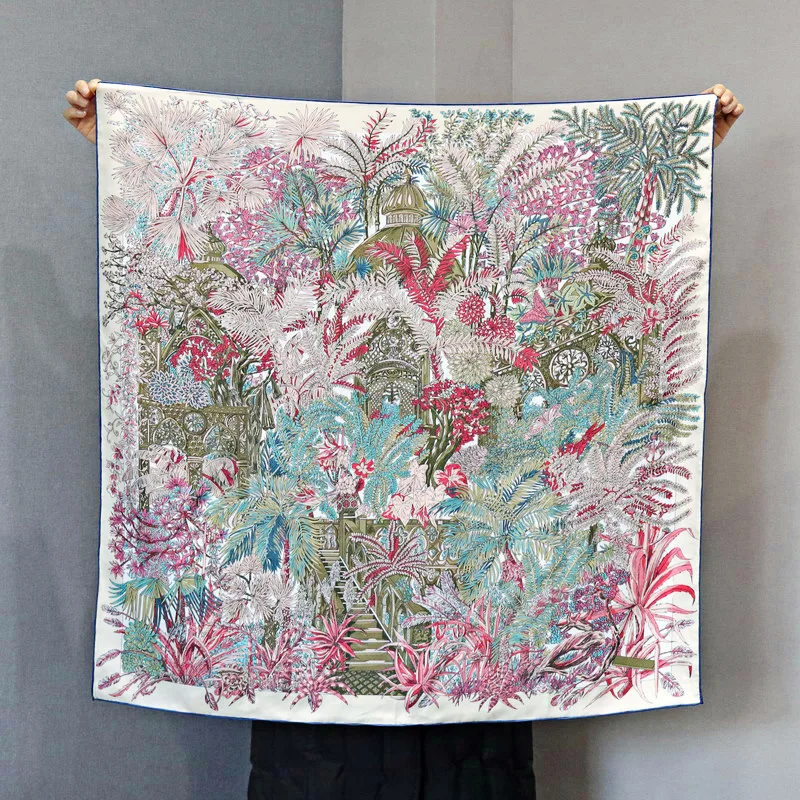 

Silk Scarf for Women Sintra Garden 14 Mummy Twill Square Scarf Summer Peplum Shawl Bandana Headband Hijabs for Woman Pareo