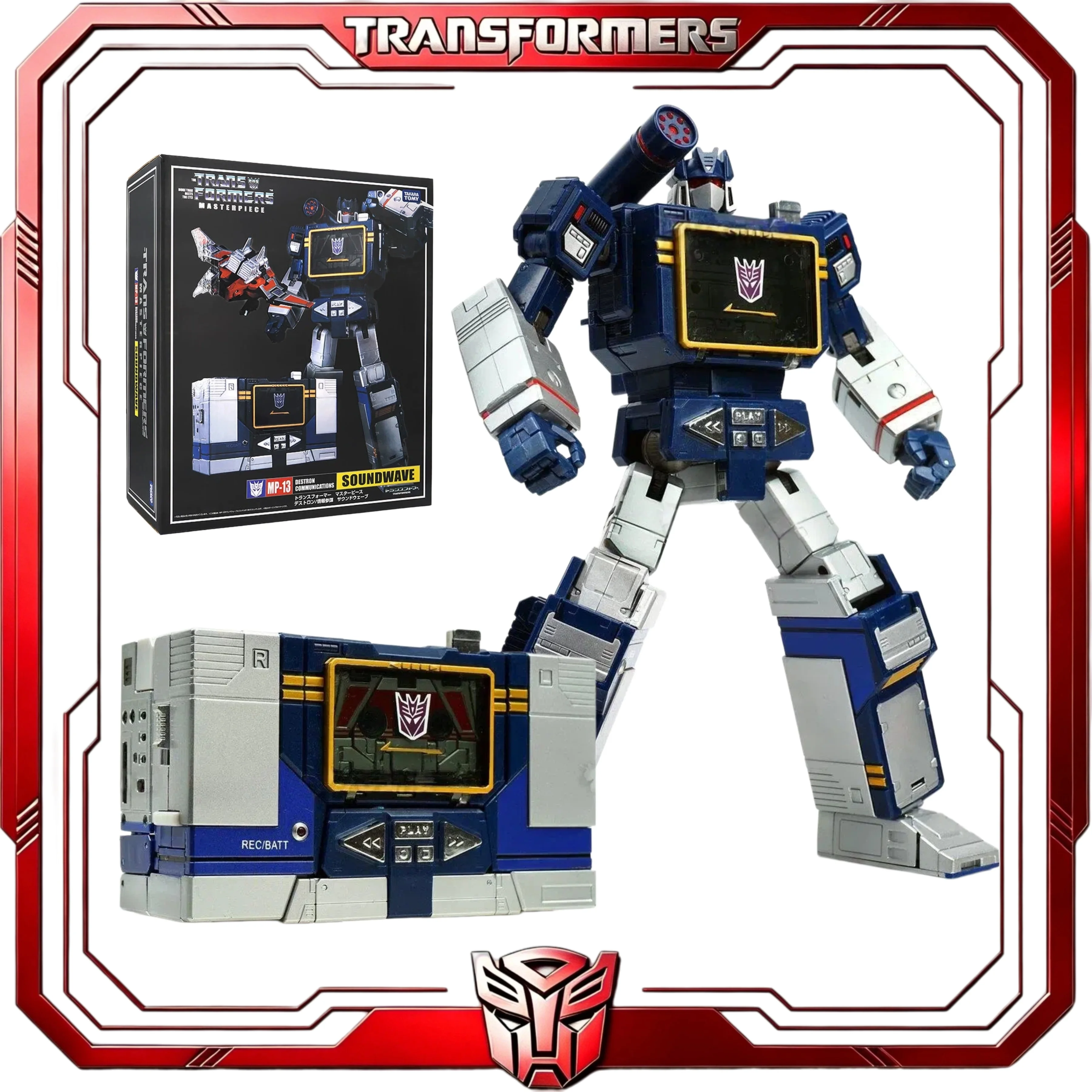 Фото В наличии: Трансформеры Masterpiece MP-13 Soundwave with Laserbeak G1 Decepticon – коллекционная фигурка, игрушка, подарок для хобби №1