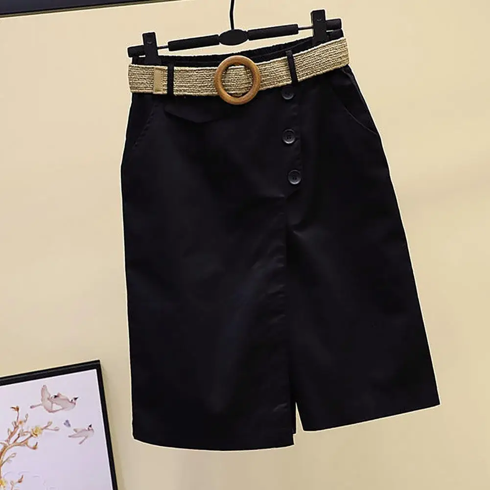 

Summer Shorts Button Decor Women Shorts Skirt Wear-resistant Straight Summer Shorts Skirt