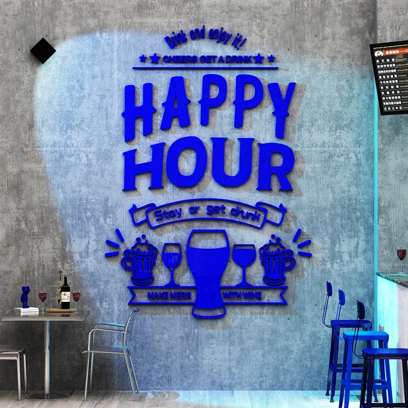 

WS262 Blue decorations net red photo area clock in background wall clear bar decorations scene layout wall sticker