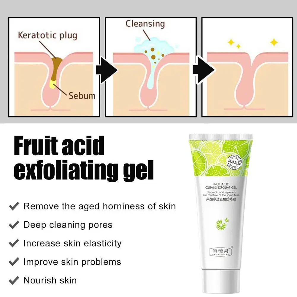

80ml Exfoliating Face Cleaning Fruit Acid Clear Agent Skin Gentle Facial Removal Gel Scrub Peeling Exfoliator Deep Care Z2O3