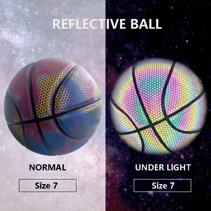 Hot Selling PU Size 7 Basketball Reflective Ball Outdoor Indoor Glowing Luminous Ball Gift Internet celebri