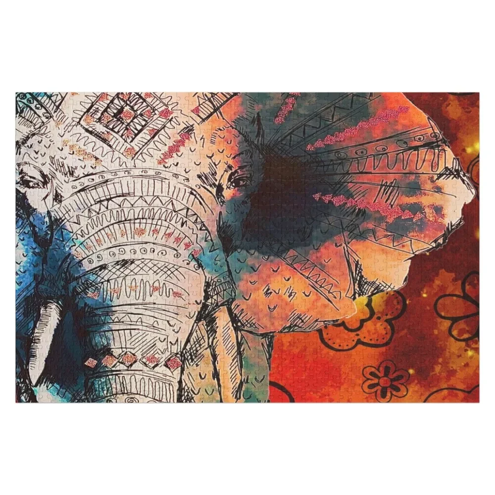 Слон индийские азиатские слоны эскизированные художественные головоломки