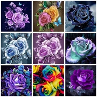 ruopoty crystal diamond embroidery with frame for handiwork dark roses cross stitch full diamond mosaic home decors gift