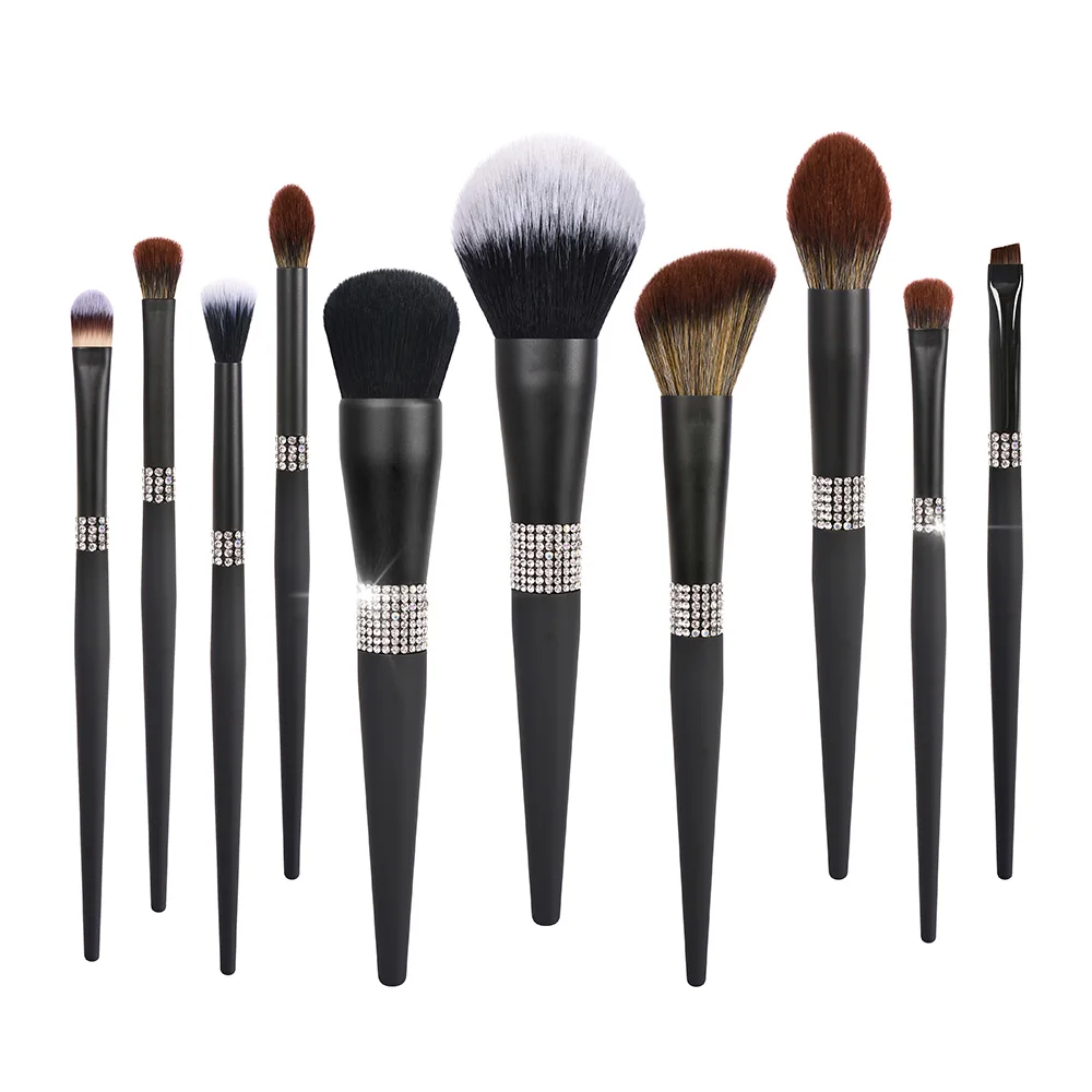 

10 шт./набор, кисти для макияжа с бриллиантовой ручкой