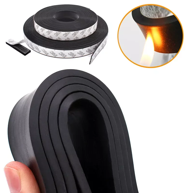 

50cm Black Silicone Rubber Strip Self Adhesive Seal Gasket Anti-skid Shock Absorption High Temperature Resistant Sealing Strip